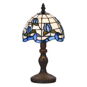 Stolní Tiffany lampa Rose modrá - Ø 18*32 cm  Clayre & Eef
