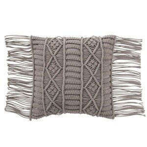 Polštář Macrame Taupe s třásněmi  - 45*45 cm J-Line by Jolipa