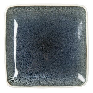 Šedomodrý čtvercový keramický talíř - 27*27*3 cm Clayre & Eef