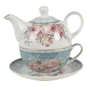 Porcelánový Tea for one Peony Rosé - 16*10*14 cm / 400 ml / 250 ml Clayre & Eef