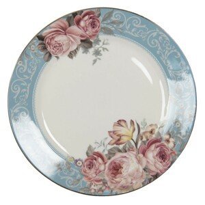 Porcelánový jídelní talíř se zlatou linkou Peony Rosé - Ø 26*2 cm Clayre & Eef
