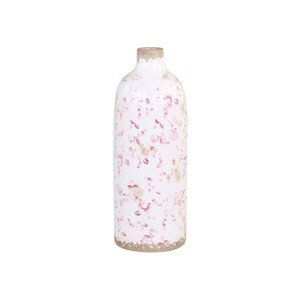 Keramická dekorační váza s růžovými kvítky Floral -  Ø 11*31cm Chic Antique