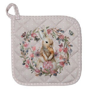 Bavlněná chňapka - podložka s králíčkem Happy Bunny - 20*20 cm Clayre & Eef