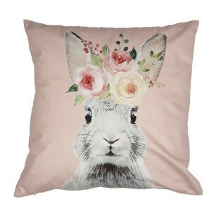 Růžový povlak na polštář s králíčkem - 45*45 cm Clayre & Eef