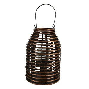 Hnědá dřevěná závěsná lucerna Bamboo - Ø 22*32 cm Clayre & Eef