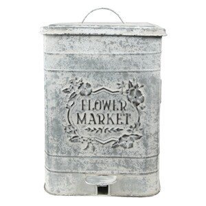 Šedý vintage odpadkový koš s patinou Flower Market - 26*26*36 cm Clayre & Eef