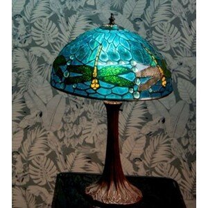 Modrá stolní lampa Tiffany s vážkami Vie blue - Ø 31*43 cm E27/max 1*40W Clayre & Eef