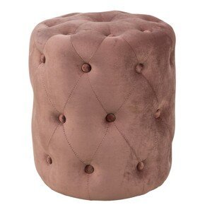 Růžový kulatý sametový sedák s knoflíky Butt - Ø 40*45 cm Clayre & Eef