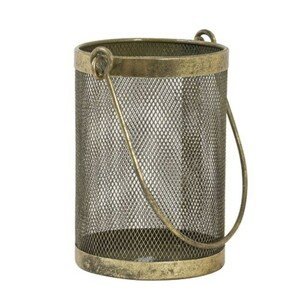 Bronzovo-zlatá antik kovová lucerna Tempan - Ø 10*14 cm Light & Living