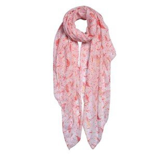 Růžový šátek s plameňáky Flamingo Pink - 80*180 cm Clayre & Eef
