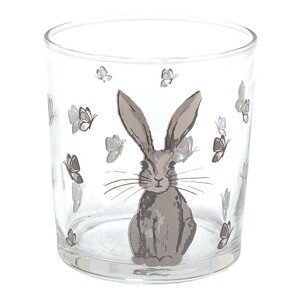 Sklenička na vodu se zajíčkem Rustic Easter Bunny - Ø 8*9 cm/ 250ml Clayre & Eef