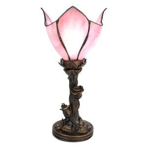 Stolní lampa Tiffany Flower Pink - Ø18*32 cm E14/max 1*25W Clayre & Eef
