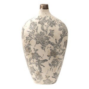 Keramická dekorační váza s úzkým hrdlem Mell French S - 16*9*28 cm Clayre & Eef
