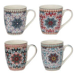 Set 4ks porcelánových hrnků s ornamenty Ornaments - 9*10 cm / 300 ml  Clayre & Eef