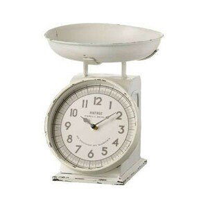 Krémové antik kovové stolní hodiny ve tvaru staré váhy - 17* Ø 21,5*26cm Ostatní