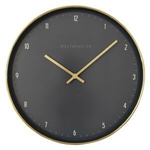 Zlato-černé nástěnné hodiny Minn - Ø 51*4 cm / 1*AA Clayre & Eef