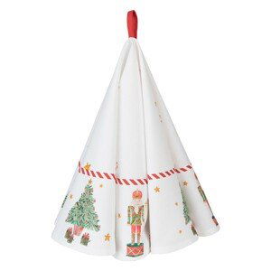 Bílá bavlněná kulatá utěrka s louskáčky Happy Little Christmas - Ø 80 cm Clayre & Eef