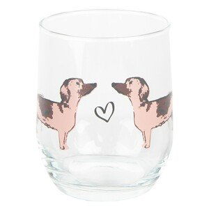 Skleněnička na vodu s jezevčíky Dachshund Love - Ø 8*9 cm / 260 ml Clayre & Eef