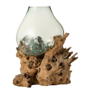 Váza z recyklovaného skla na dřevu Gamal - 83*78*78 cm J-Line by Jolipa