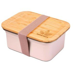 Růžový nerezový svačinový box s bambusovým víčkem - 1500ml/ 20*15*8,5cm Goodways