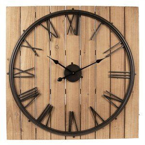 Dřevěné hodiny s římskými číslicemi - 80*80*5 cm Clayre & Eef
