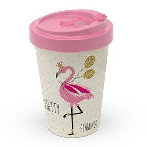 Cestovní bambusový termohrnek Pretty Flamingo - 400ml