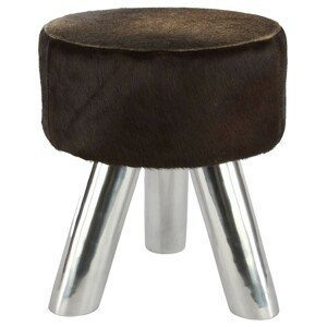 Kovová kulatá stolička Gotta s koženým sedákem - Ø35 x 42 cm