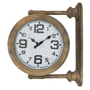 Kovové nástěnné hodiny hnědé - 43*12*37 cm