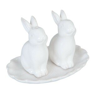 Keramická solnička a pepřenka Rabbit - 12*9*8 cm Clayre & Eef