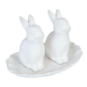 Keramická solnička a pepřenka Rabbit - 12*9*8 cm Clayre & Eef