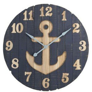 Dřevěné nástěnné hodiny s kotvou Anchor- Ø90*6cm