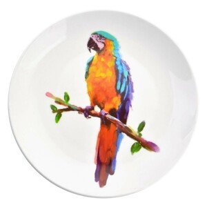 Keramický talíř s papouškem Ara Exotic World – Ø 20*2 cm Clayre & Eef