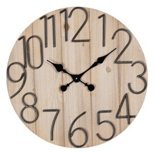 Dřevěné hodiny s velkými číslicemi - Ø 60*5 cm Clayre & Eef