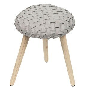 Dřevěná stolička se šedým pleteným sedákem Ballou – Ø 35*42 cm Clayre & Eef