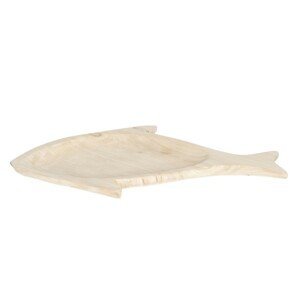 Světle hnědý dřevěný tácek ve tvaru rybky - 51*28*3 cm Clayre & Eef
