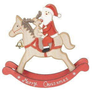 Dřevěná dekorace Santa na koni - 22*22*5 cm