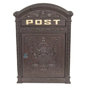 Hnědá poštovní schránka s ornamenty - 32*10*45 cm