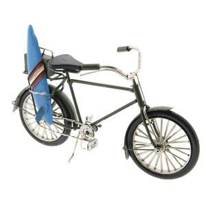 Kovový retro model bicyklu se surfovacím prknem - 23*9*13 cm