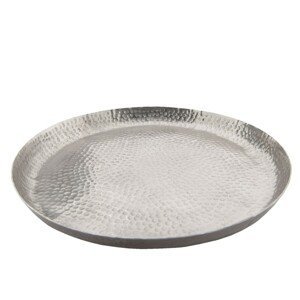 Stříbrný kovový kulatý talíř - Ø 29*2 cm Clayre & Eef