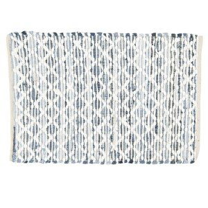 Šedo-modrý bavlněný kobereček s bílým prošitím - 60*90 cm