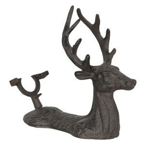Hnědý kovový dekorativní stojan na láhev ve tvaru jelena - 26*12*24 cm Clayre & Eef