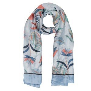 Světle modrý šátek s květinami - 90*180 cm Clayre & Eef