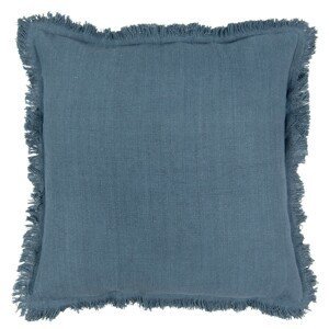 Tmavě modrý bavlněný polštář s trásněmi - 45*45 cm Clayre & Eef