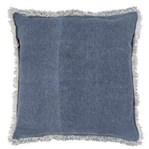 Modrý bavlněný polštář v denim designu s třásněmi - 45*45 cm Clayre & Eef