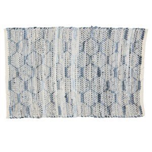 Modrobílý bavlněný koberec s ornamenty a střapci - 60*90 cm Clayre & Eef