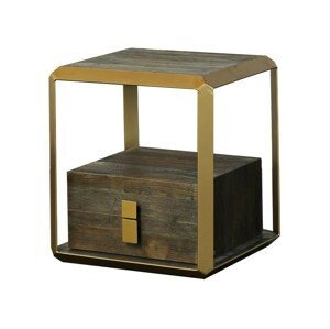 Kovovo-dřevěný odkládací stolek Avenue - 55*55*60cm