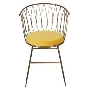 Zlatá kovová židle se žlutým sedákem Gorlois- 48*50*85 cm