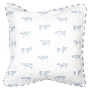 Bílo-modrý bavlněný povlak na polštář Life with cows - 40*40 cm Clayre & Eef