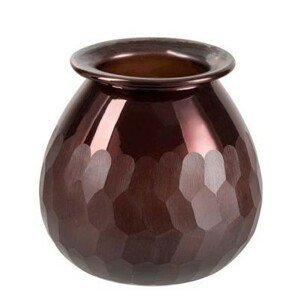 Malá hnědá skleněná váza Carved - Ø 15*15 cm