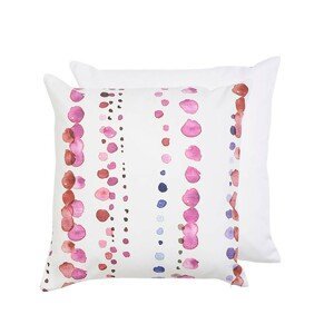 Bílý bavlněný povlak na polštář s růžovými kaňkami Watercolours - 40*40 cm